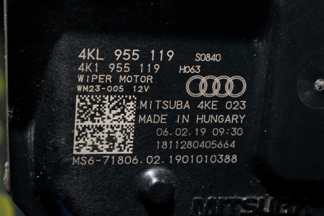 Viskermotor frontrute komplett m/overføring til Audi e-tron 2018-->> (VAG|4KL 955 023|)