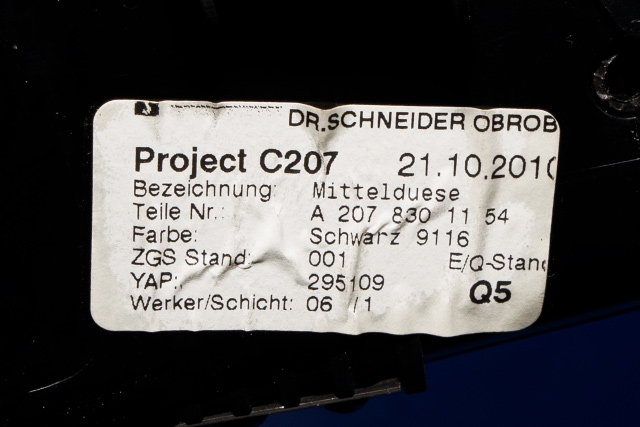 Dashbord friskluftdyse midtkonsoll til Mercedes E-Klasse, Coupe/Cab 2009-2013 (Fase 1) (C207) (C207) (MERCEDES|A 207 830 11 54|)