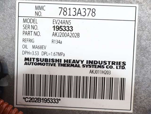 Aircondition kompressor hybrid til Mitsubishi Outlander 2015-->> (Type III, Fase 2) (MITSUBISHI|7813A378|)