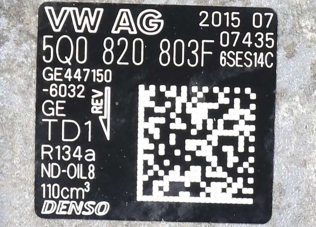 Aircondition kompressor til VW Passat 2015-2019 (Fase 1) (B8) (B8) (DENSO|447150-6032|5Q0 820 803 F|)