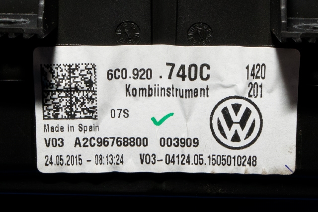 Instrumentpanel til VW Polo 2014-2017 (Type V, Fase 2)  (VDO|A2C96768800|6C0 920 740 C|)