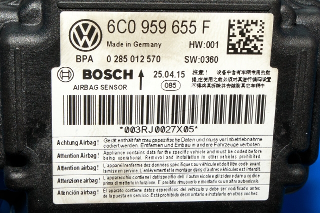 Styreenhet airbag hovedsensor til VW Polo 2014-2017 (Type V, Fase 2) (BOSCH|0 285 012 570|6C0 959 655 F|)