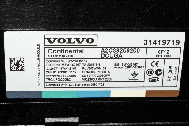 Styreenhet nøkkelfri/keyless til Volvo XC60 2014-2017 (Type I, Fase 2) (VOLVO|31419719|)