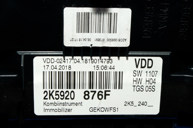 Instrumentpanel til VW Caddy 2015-2020 (Type III, Fase 3)  (VAG|2K5 920 876 F|)