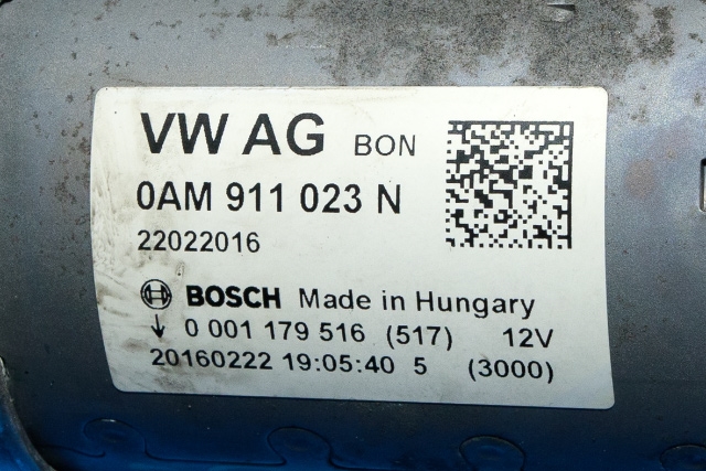 Starter til VW Caddy 2015-2020 (Type III, Fase 3) (BOSCH|0 001 179 516|0AM 911 023 N|)