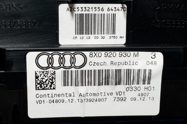 Instrumentpanel til Audi A1 2010-2014 (Type I, Fase 1)  (VAG|8X0 920 930 M|)