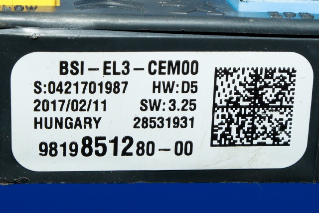 Sikringsboks til Peugeot Expert 2016-->> (Type III) (PEUGEOT|98 198512 80-00|)
