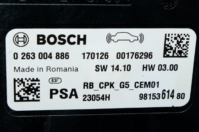 Styreenhet parkering til Peugeot Expert 2016-->> (Type III)  (BOSCH|0 263 004 886|98 153614 80|)