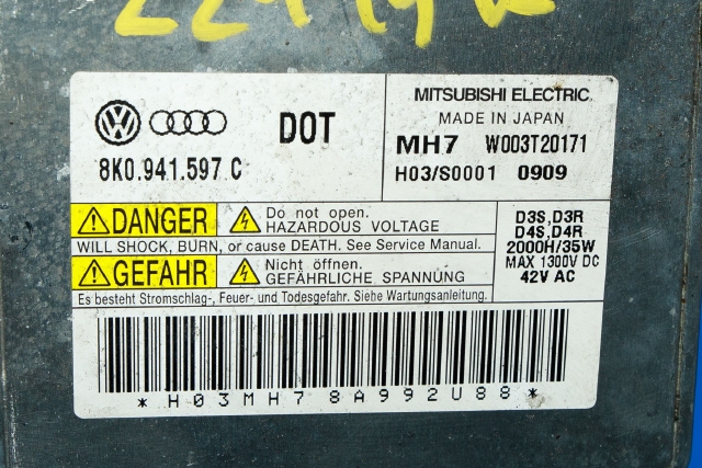 Styreenhet xenon/ballast til Audi Q5 2008-2012 (Type I, Fase 1)  (VAG|8K0 941 597 C|)