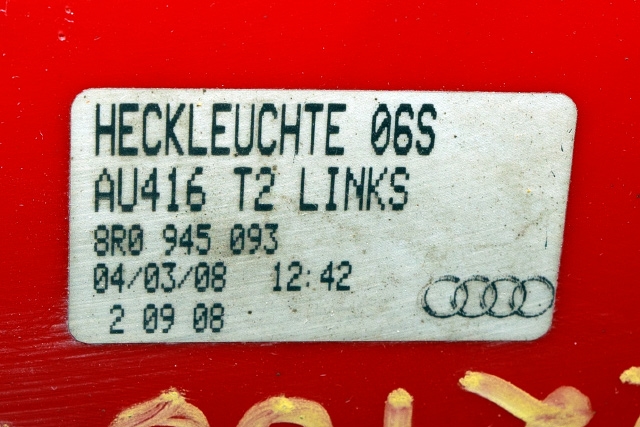 Baklykt venstre til Audi Q5 2008-2012 (Type I, Fase 1)  (VAG|8R0 945 093|)