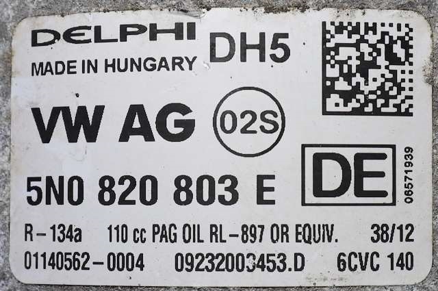 Aircondition kompressor til VW Passat 2011-2015 (B7) (B7) (DELPHI|09232003453.D|5N0 820 803 E|)