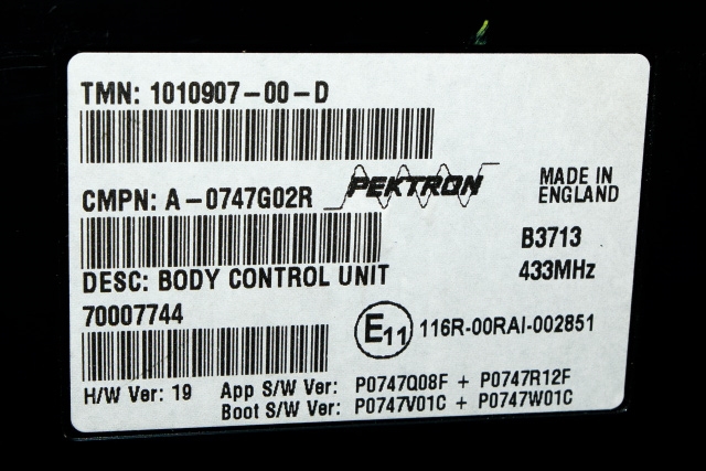 Styreenhet comfort (BCM) til Tesla Model S 2013-2016 (Fase 1)  (TESLA|1010907-00-D|)