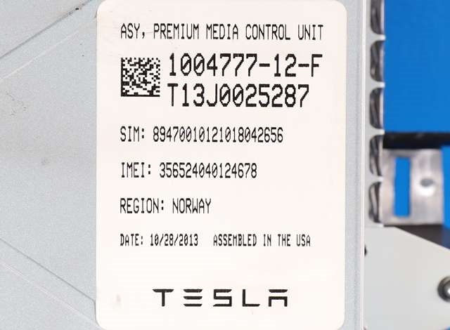 Multimedia display (MCU - Media Controller Unit) til Tesla Model S 2013-2016 (Fase 1) (TESLA|1004777-12-F|)