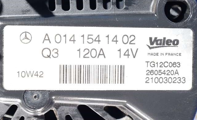 Dynamo til Mercedes E-Klasse, Coupe/Cab 2009-2013 (Fase 1) (C207) (C207) (VALEO|TG12C063|A 014 154 14 02. 14 VOLT - 120 AMP|)