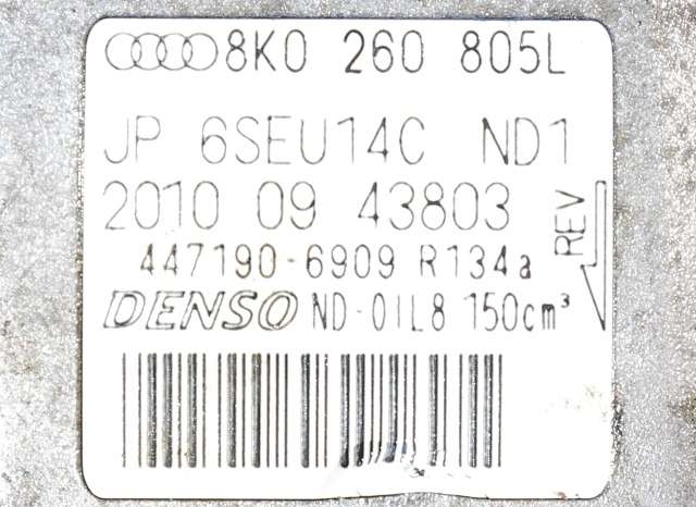 Aircondition kompressor til Audi Q5 2008-2012 (Type I, Fase 1)  (DENSO|447190-6909|8K0 260 805 L|)