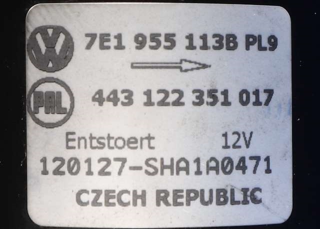 Viskermotor frontrute komplett m/overføring til VW Transporter / Caravelle 2009-2015 (Fase 2) (T5) (T5) (VAG|7E1 955 023 A|)