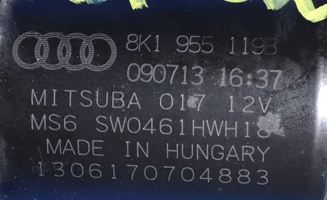 Viskermotor frontrute komplett m/overføring til Audi A4 2007-2014 (Type IV) (B8) (B8) (VAG|8K1 955 023 D|)
