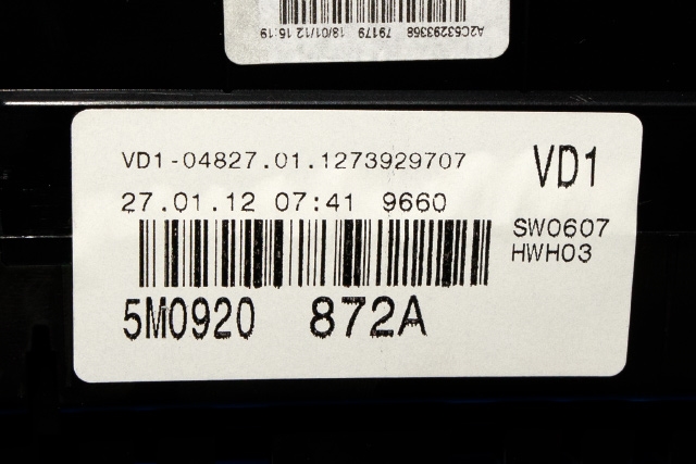 Instrumentpanel til VW Golf, Plus/Cross 2009-2013 (Fase 2) (VDO|A2C53438370|5M0 920 872 A|)