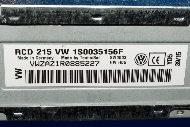 Bilstereo til VW E-Up 2013-2019  (VAG|1S0 035 156 F|)