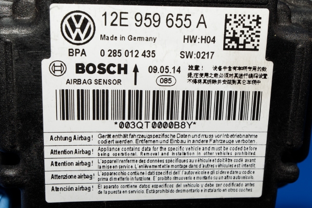 Styreenhet airbag hovedsensor til VW E-Up 2013-2019  (BOSCH|0 285 012 435|12E 959 655 A|)