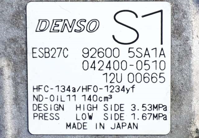 Aircondition kompressor elbil til Nissan Leaf 2018-->> (Type II)  (DENSO|042400-0510|92600-5SA1A|)