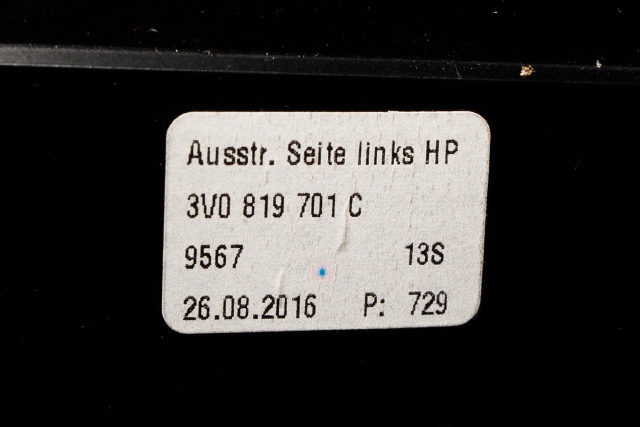 Dashbord friskluftdyse venstre til Škoda Superb 2015-->> (Type III) (VAG|3V0 819 701 C|)