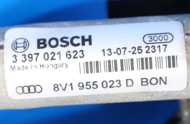 Viskermotor frontrute komplett m/overføring til Audi A3 2012-2016 (Type III, Fase 1)  (VAG|8V1 955 023 D|)
