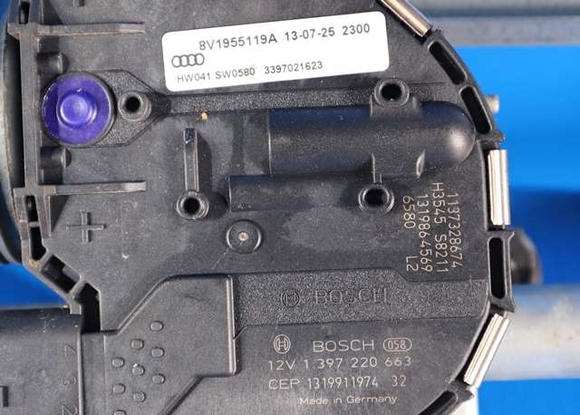 Viskermotor frontrute komplett m/overføring til Audi A3 2012-2016 (Type III, Fase 1)  (VAG|8V1 955 023 D|)