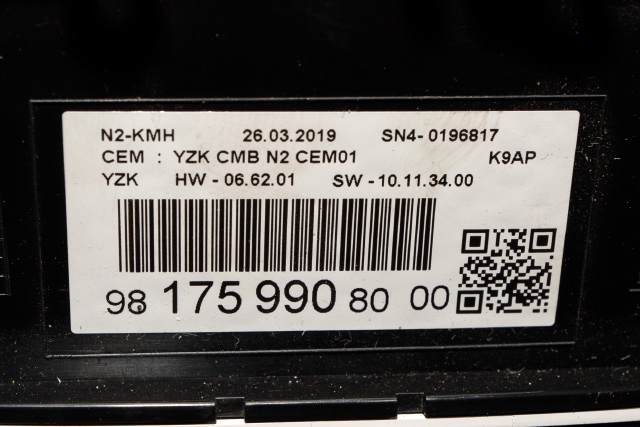 Instrumentpanel til Peugeot Partner 2019-->> (Type III) (PEUGEOT|98 175990 80|)