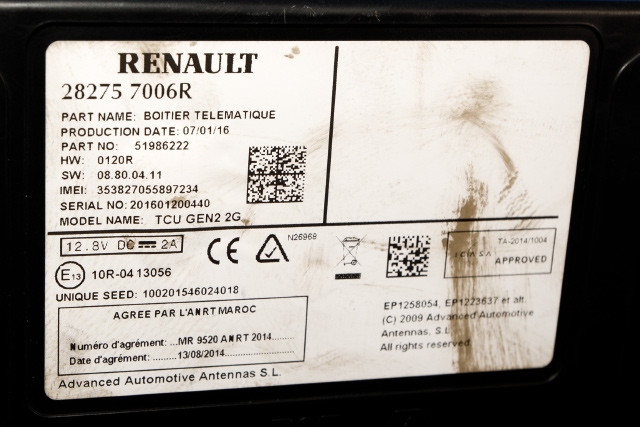 Styreenhet diverse til Renault Megane 2016-->> Type IV (RENAULT|28275 7006R|)