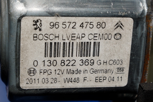 Ruteheis venstre foran til Peugeot 308 2007-2011 (Type I, Fase 1)  (BOSCH|0 130 822 369|96 572475 80|)