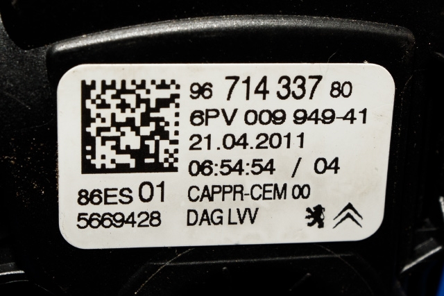 Pedal gass til Peugeot 308 2007-2011 (Type I, Fase 1)  (HELLA|6PV 009 949-41|96 714337 80|)