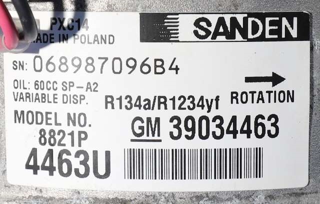 Aircondition kompressor til Opel Astra K 2015-->>  (SANDEN|8821P|39 034 463|)