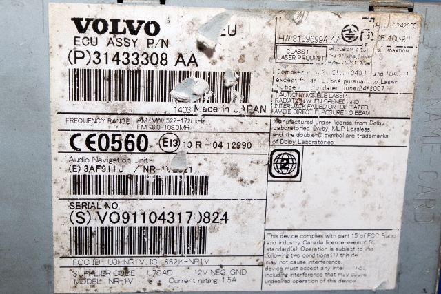 Bilstereo navigasjon spiller til Volvo V60/V60 CC 2013-2018 (Type I, Fase 2)  (VOLVO|31433308|)