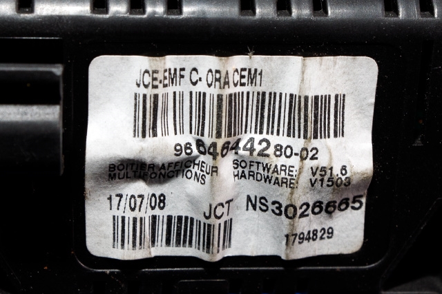 Instrument kjørecomputer til Citroën Berlingo 2008-2015 (Type II, Fase 1)  (CITROEN|96 646442 80-02|)