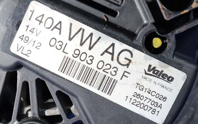Dynamo diesel til Škoda Octavia 2009-2013 (Type II, Fase 2)  (VALEO|TG14C026|03L 903 023 F. 14 VOLT - 140 AMP|)