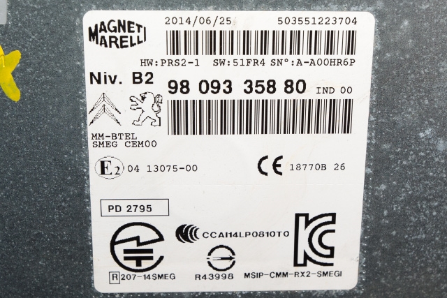 Bilstereo navigasjon til Citroën C4, Cactus 2014-2017 (Fase 1) (CITROEN|98 093358 80|)