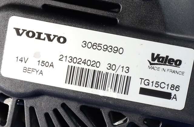 Dynamo diesel til Volvo V40 2012-2019  (VALEO|TG15C186|30659390. 14 VOLT - 150 AMP|)