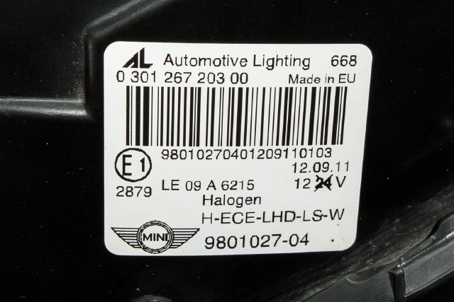 Frontlykt venstre halogen til Mini Countryman 2010-2016 (R60) (R60) (MINI|9 801 027|)