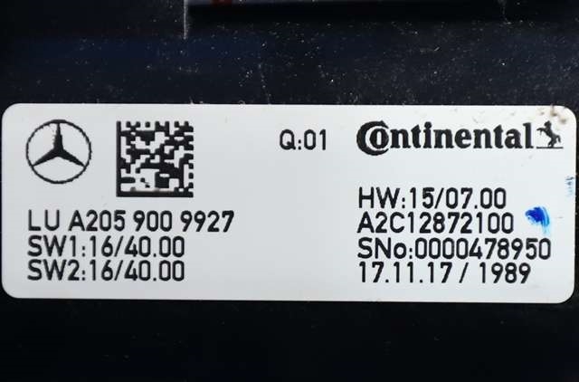Bilstereo navigasjon betjeningspanel til Mercedes GLC 2015-2022 (X253) (X253) (MERCEDES|A 205 900 99 27|)