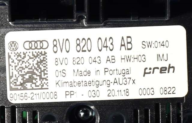 Varmeapparat betjening til Audi Q2 2016-->> (VAG|8V0 820 043 AB|)