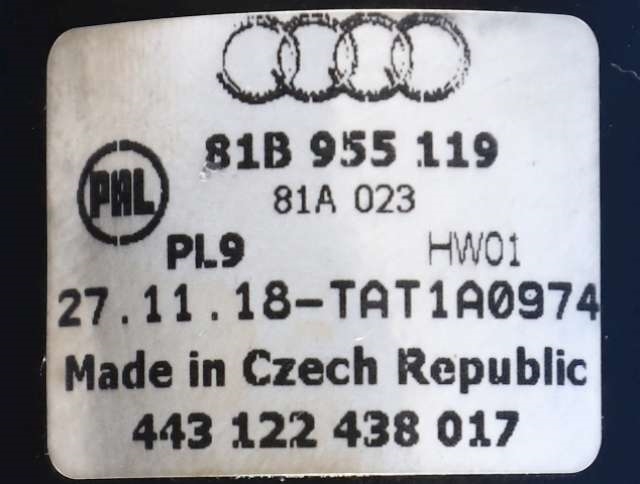 Viskermotor frontrute komplett m/overføring til Audi Q2 2016-->>  (PAL|443 122 438 017|81B 955 119|)
