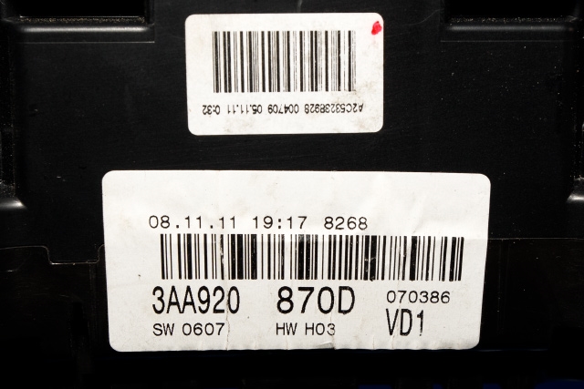 Instrumentpanel til VW Passat 2011-2015 (B7) (B7) (VAG|3AA 920 870 D|)