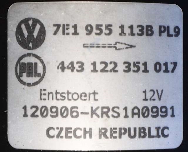Viskermotor frontrute komplett m/overføring til VW Transporter / Caravelle 2009-2015 (Fase 2) (T5) (T5) (VAG|7E1 955 023 A|)