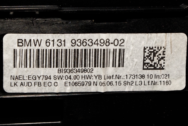 Bilstereo betjeningspanel til BMW 1-Serie 2015-2019 (Fase 2) (F20/F21) (F20/F21) (BMW|9 363 498|)