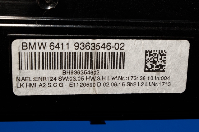 Varmeapparat betjening til BMW 1-Serie 2015-2019 (Fase 2) (F20/F21) (F20/F21) (BMW|9 363 546|)