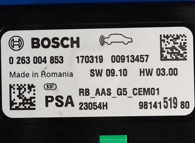 Styreenhet parkering til Citroën C3 2016-->> (Type III) (BOSCH|0 263 004 853|98 141519 80|)