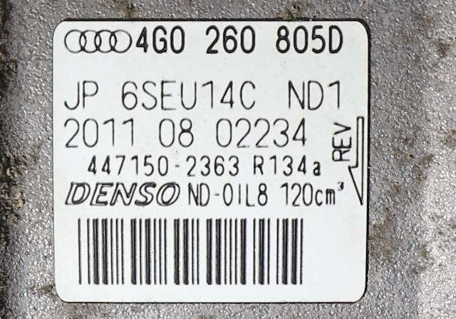 Aircondition kompressor til Audi A6 2011-2014 (Type IV, Fase 1) (C7) (C7) (DENSO|447150-2363|4G0 260 805 D|)
