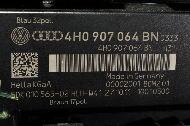 Styreenhet comfort (BCM) til Audi A6 2011-2014 (Type IV, Fase 1) (C7) (C7) (HELLA|5DK 010 565-02|4H0 907 064 BN|)