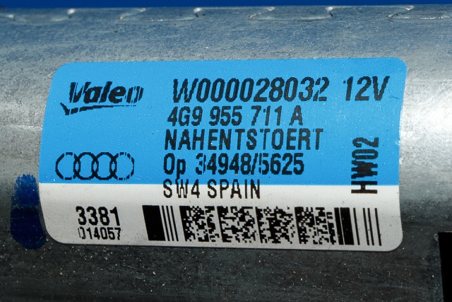 Viskermotor bakrute til Audi A6 2011-2014 (Type IV, Fase 1) (C7) (C7) (VALEO|W000028032|4G9 955 711 A|)